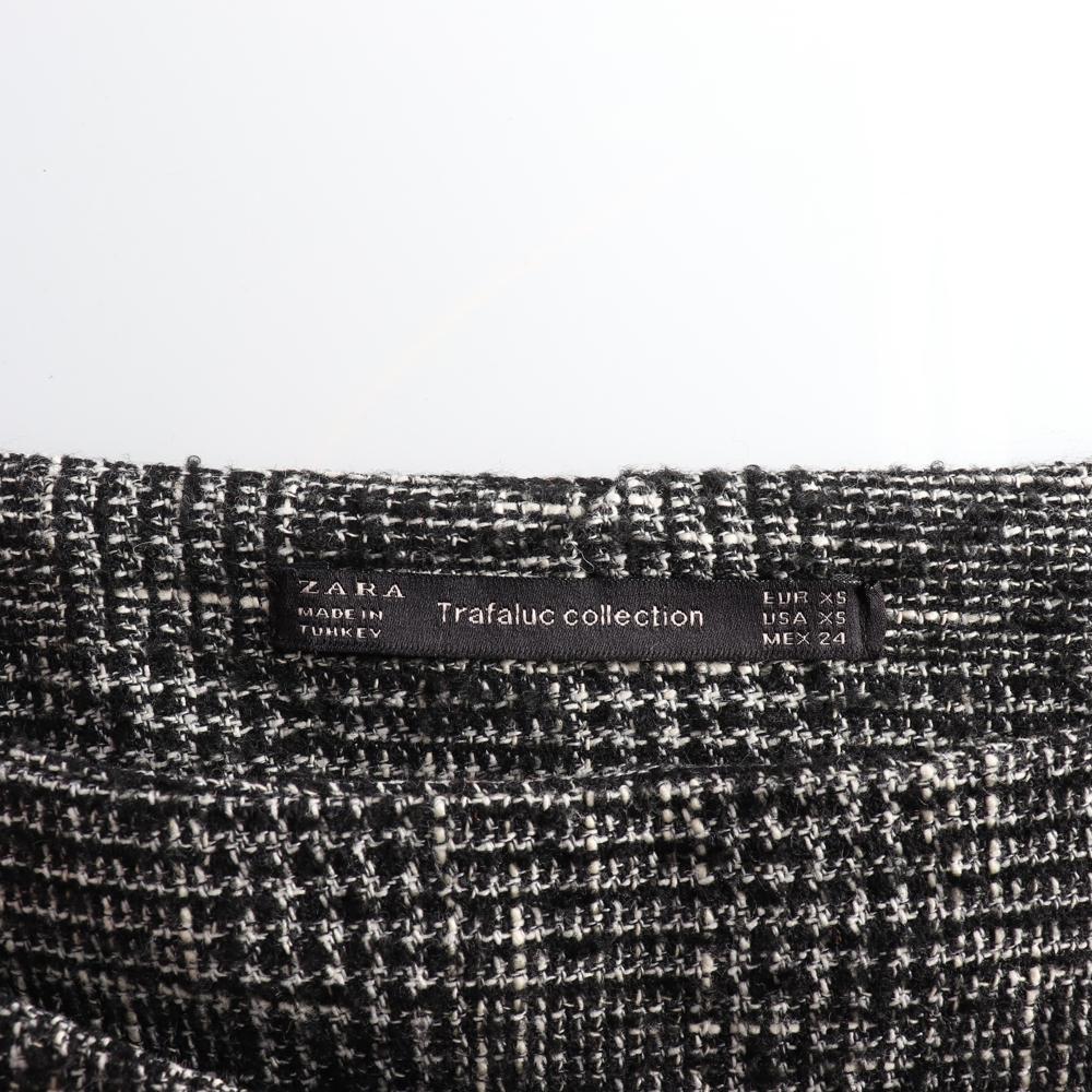 자라 블랙 트위드 사이드 슬릿 랩 스커트 이미지 5