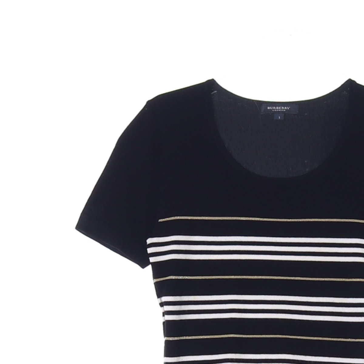버버리 블랙 U넥 반팔 니트 티셔츠 이미지 2