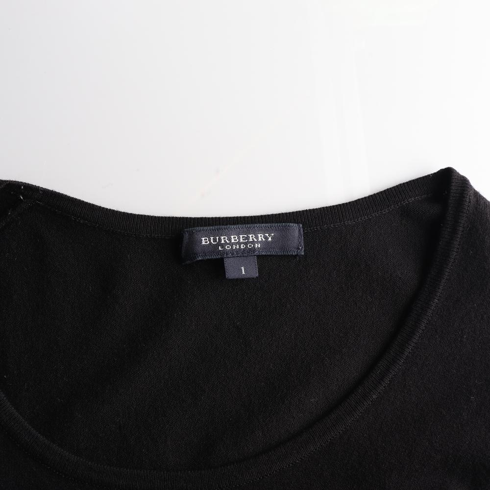 버버리 블랙 U넥 반팔 니트 티셔츠 이미지 5