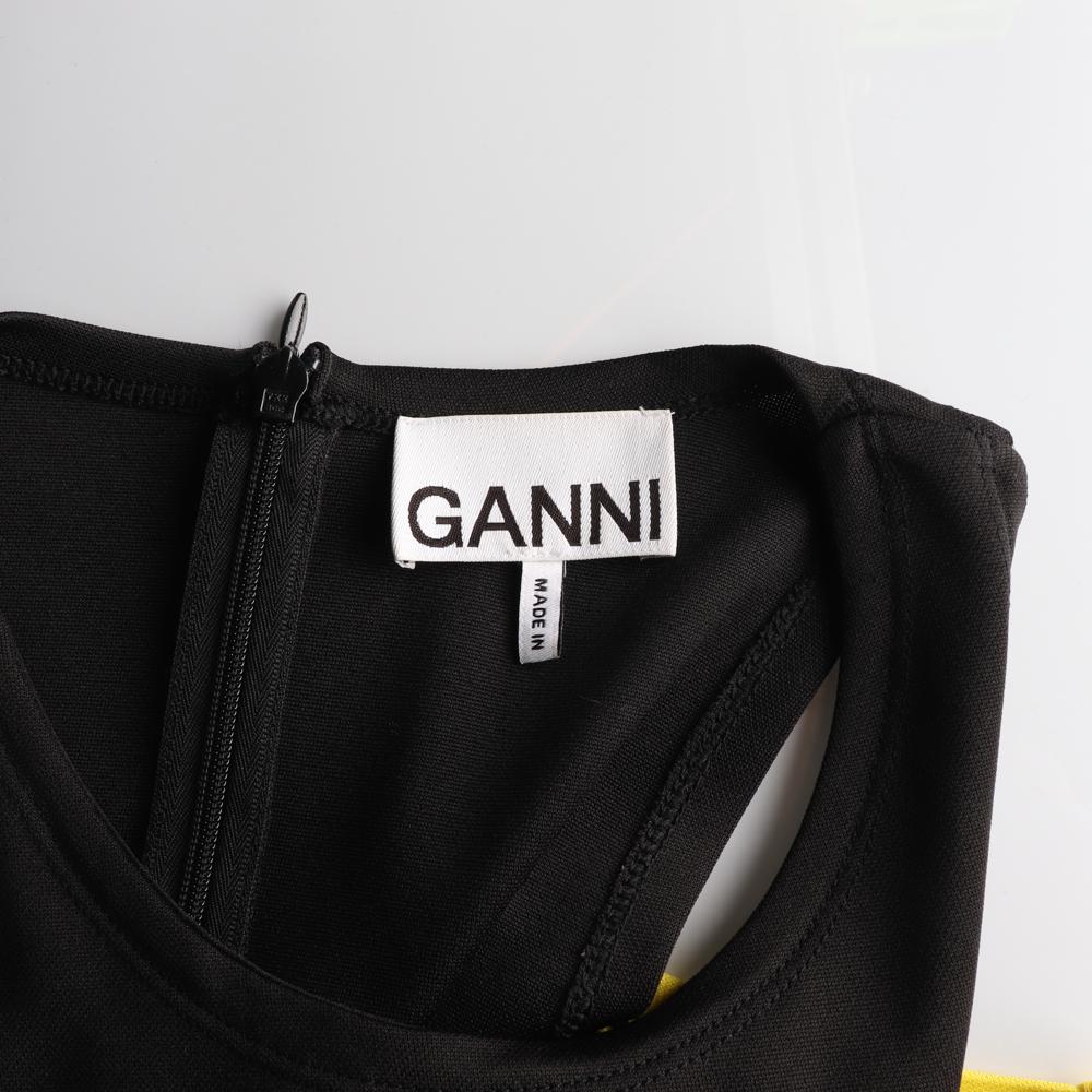 GANNI가니 블랙 옐로우 테니스 드레스 이미지 5