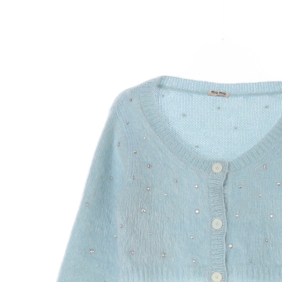 미우미우 모헤어 큐빅장식 크롭 가디건 이미지 2