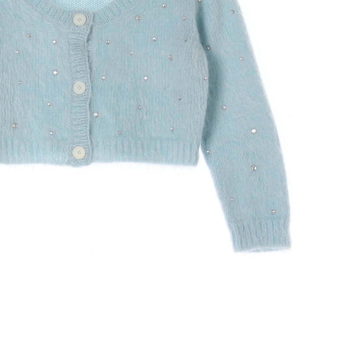 미우미우 모헤어 큐빅장식 크롭 가디건 이미지 3