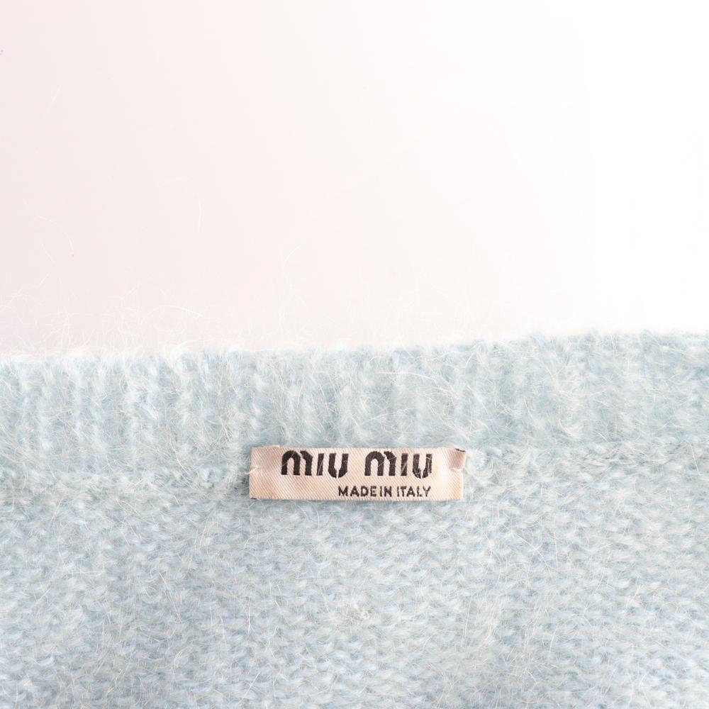 미우미우 모헤어 큐빅장식 크롭 가디건 이미지 5