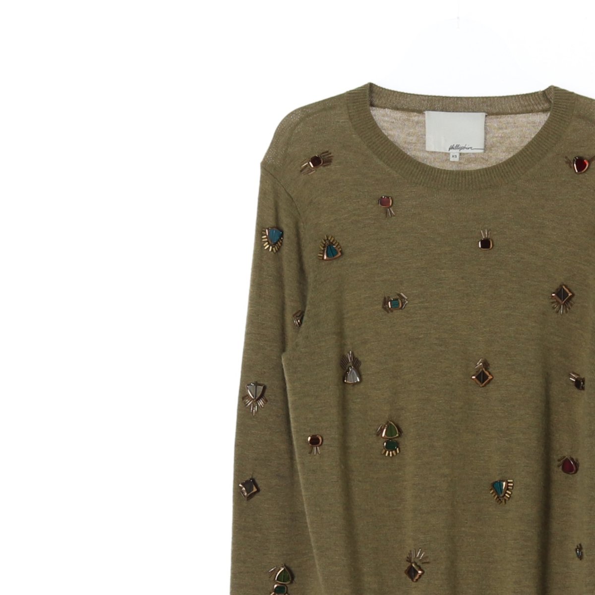 31필립림 카키 보석 비쥬 니트 스웨터 이미지 2