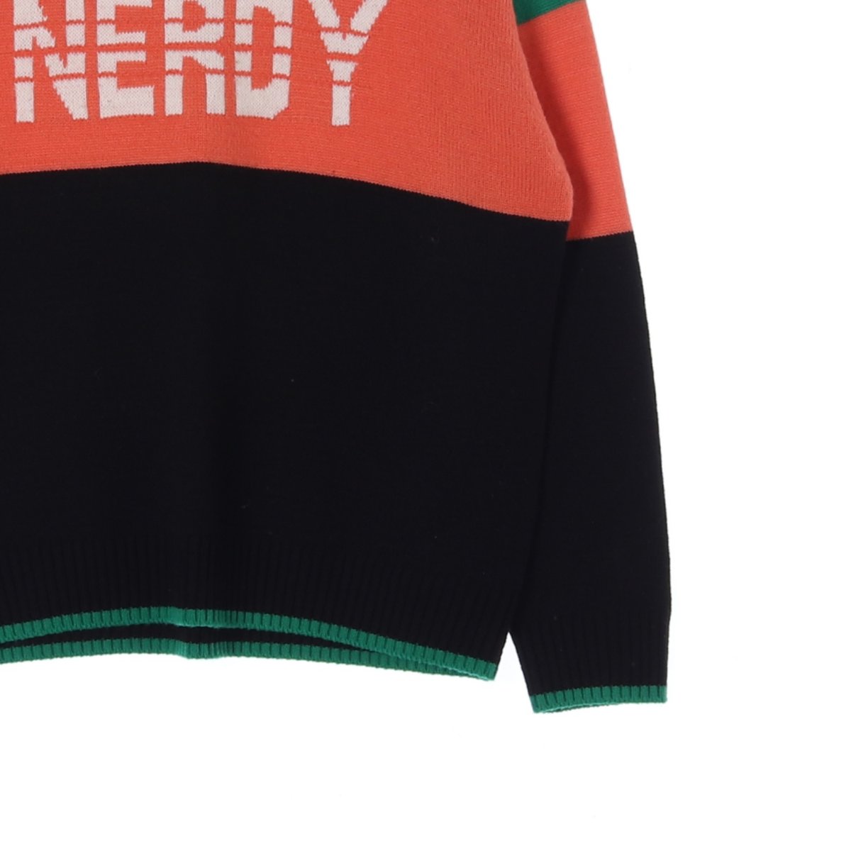 널디 그린 배색 로고 울 니트 스웨터 이미지 3