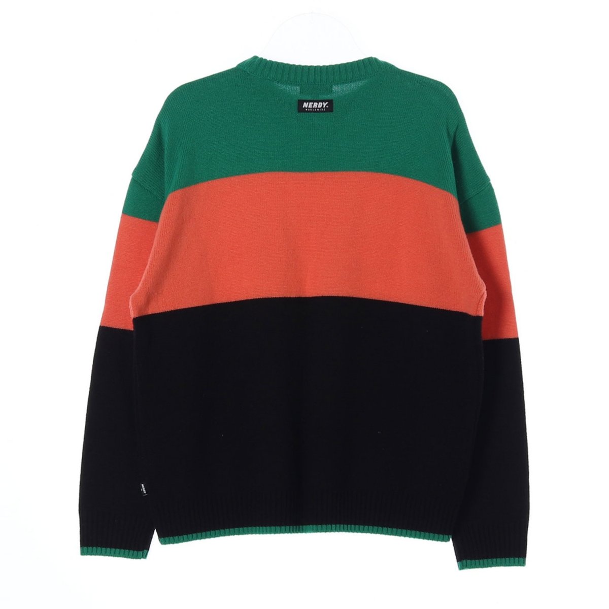 널디 그린 배색 로고 울 니트 스웨터 이미지 4