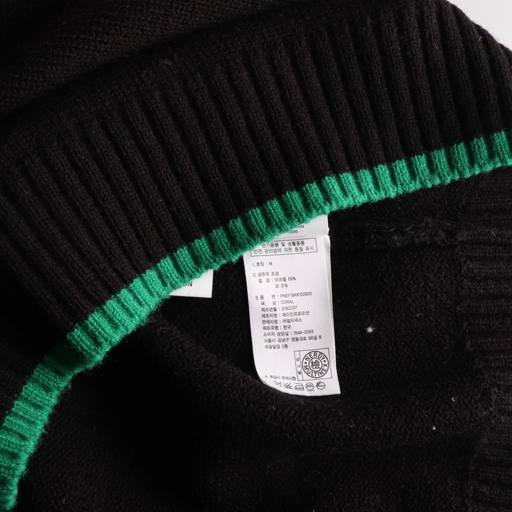 널디 그린 배색 로고 울 니트 스웨터 이미지 6