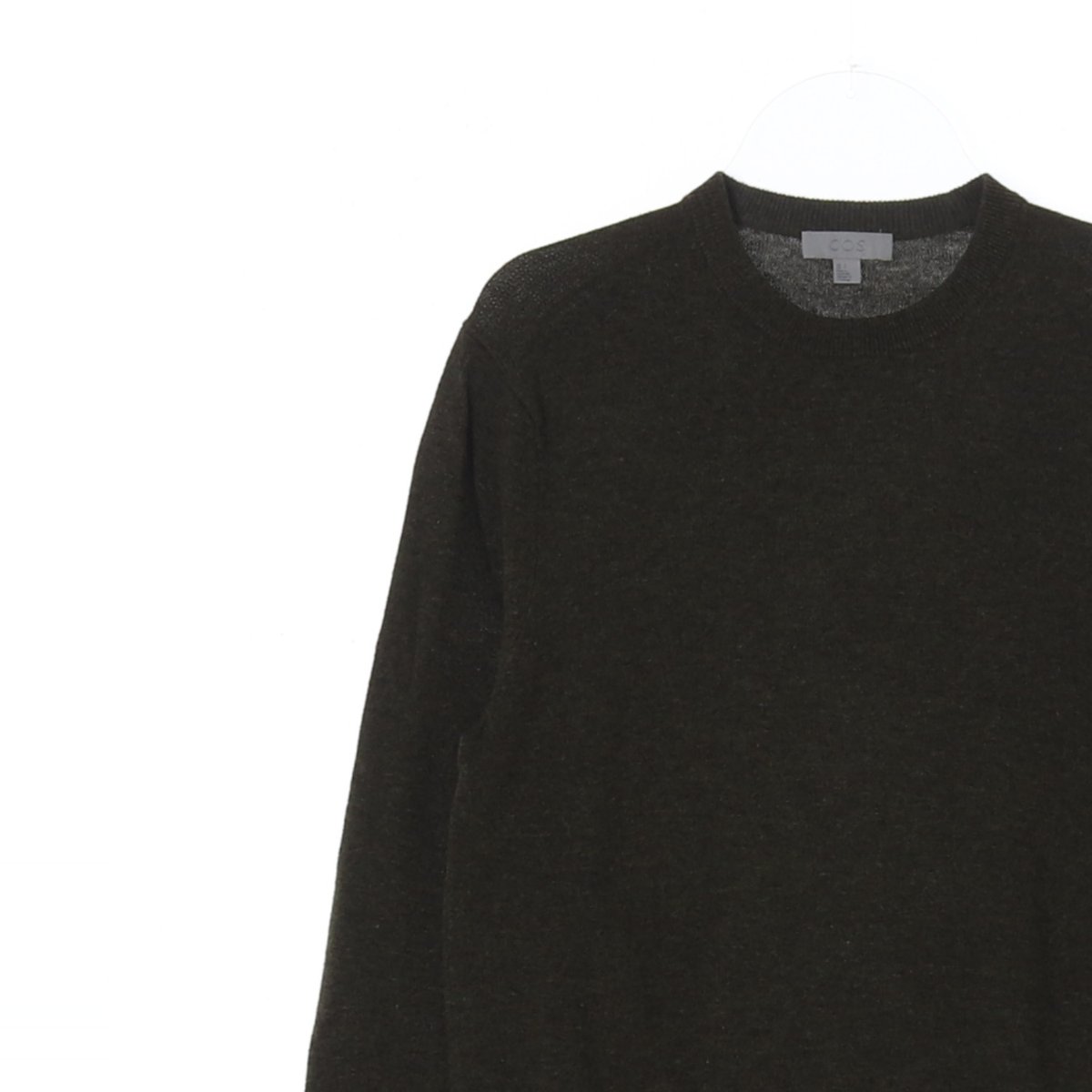 코스 울75 야크헤어25 카키 라운드 니트 스웨터 이미지 2