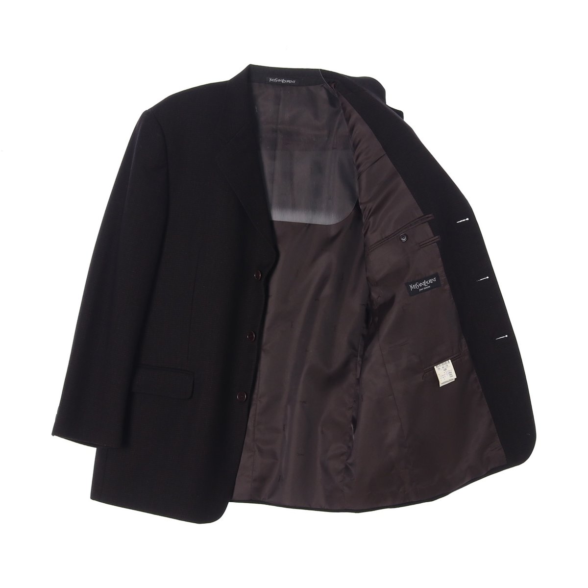 입생로랑 울캐시미어100% 브라운 싱글재킷 이미지 4