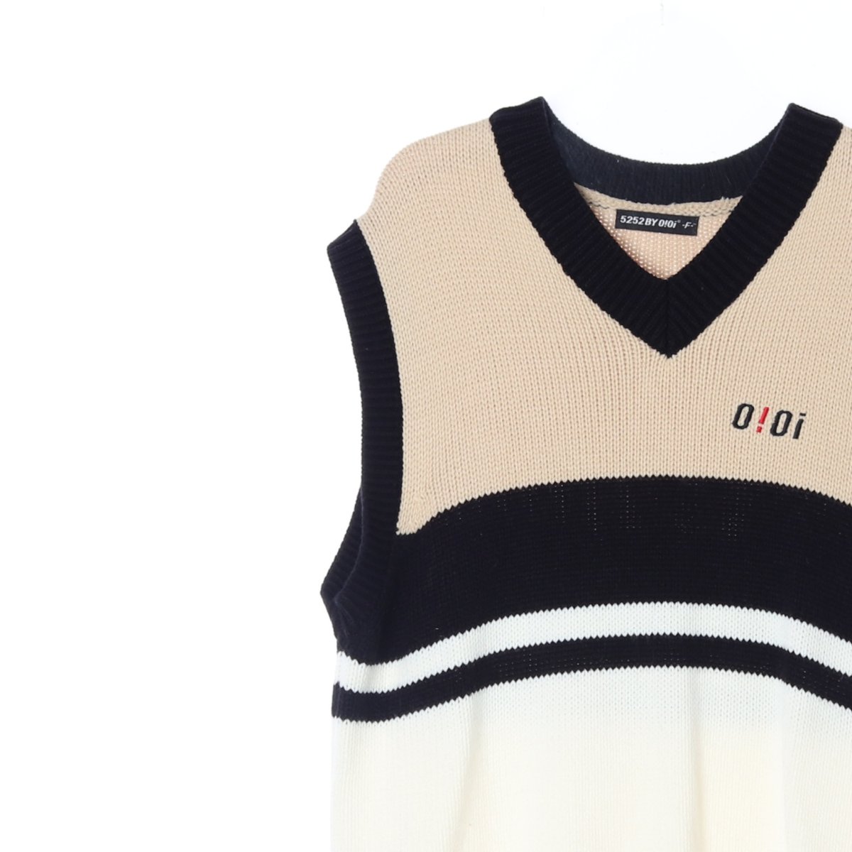 5252 바이 오아이오아이 베이지 배색 니트베스트 조끼 이미지 2