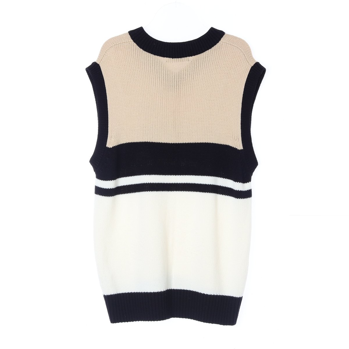 5252 바이 오아이오아이 베이지 배색 니트베스트 조끼 이미지 4
