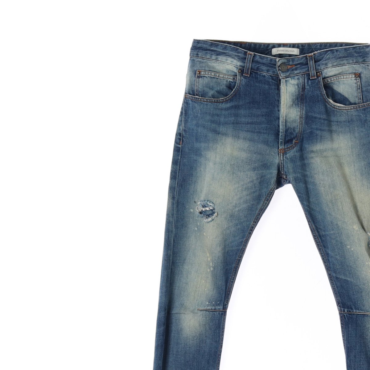 피에르발망 페인팅 데미지 진 워싱 데님 청바지 이미지 2