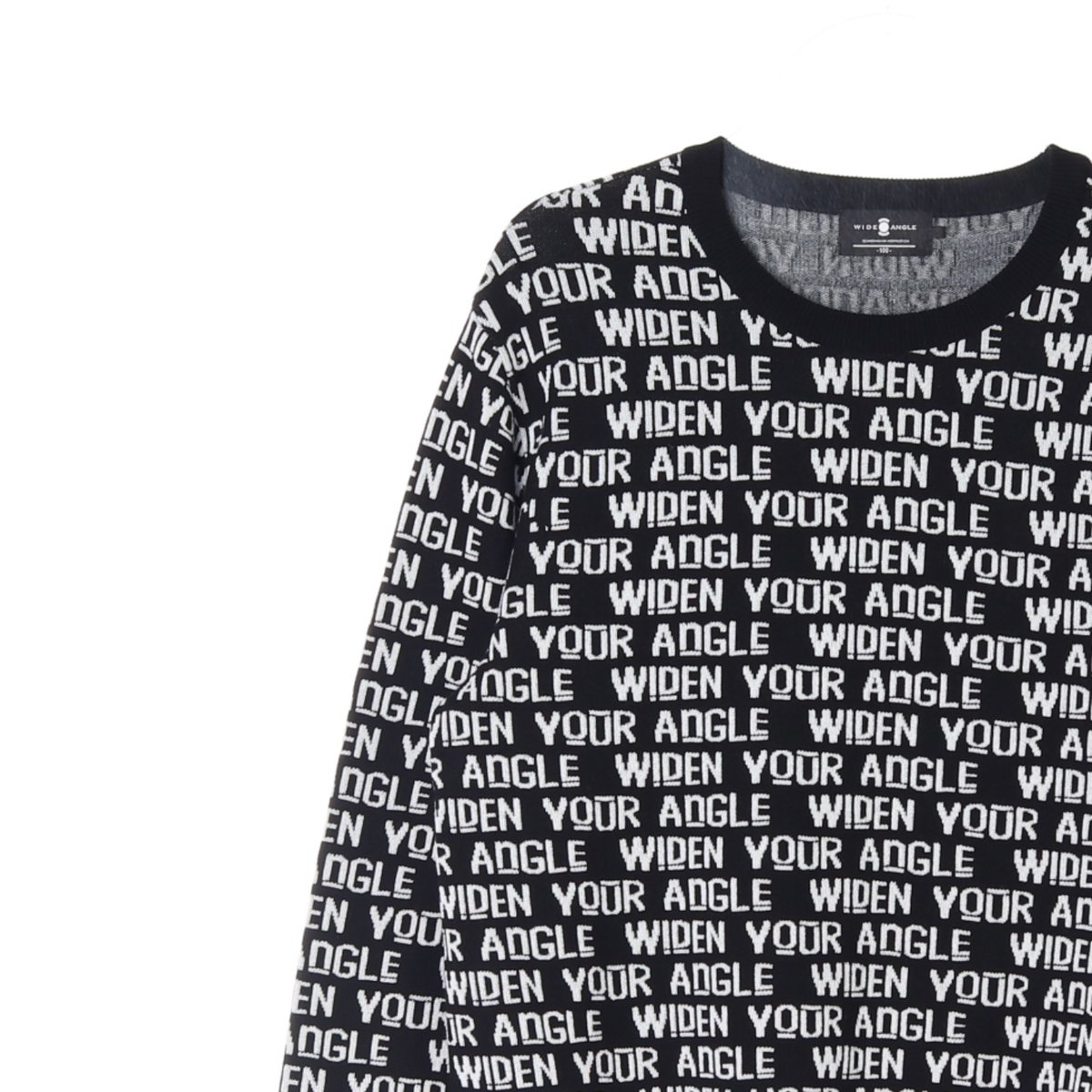 와이드앵글 로고 패턴 블랙 니트 티셔츠 이미지 2
