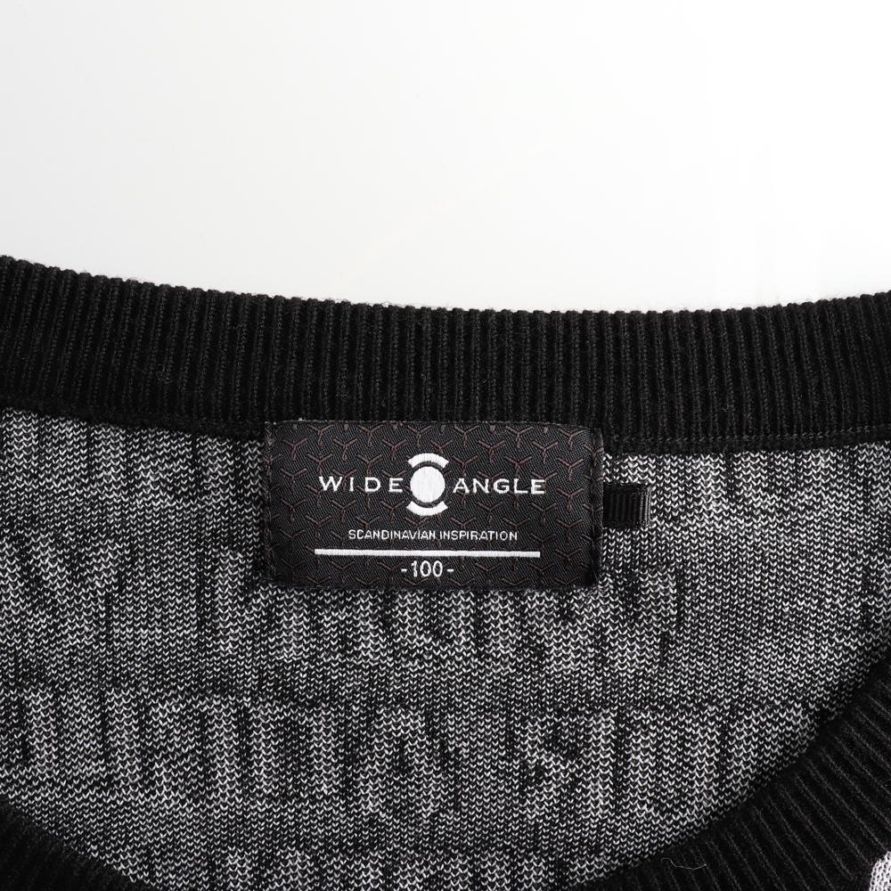 와이드앵글 로고 패턴 블랙 니트 티셔츠 이미지 5