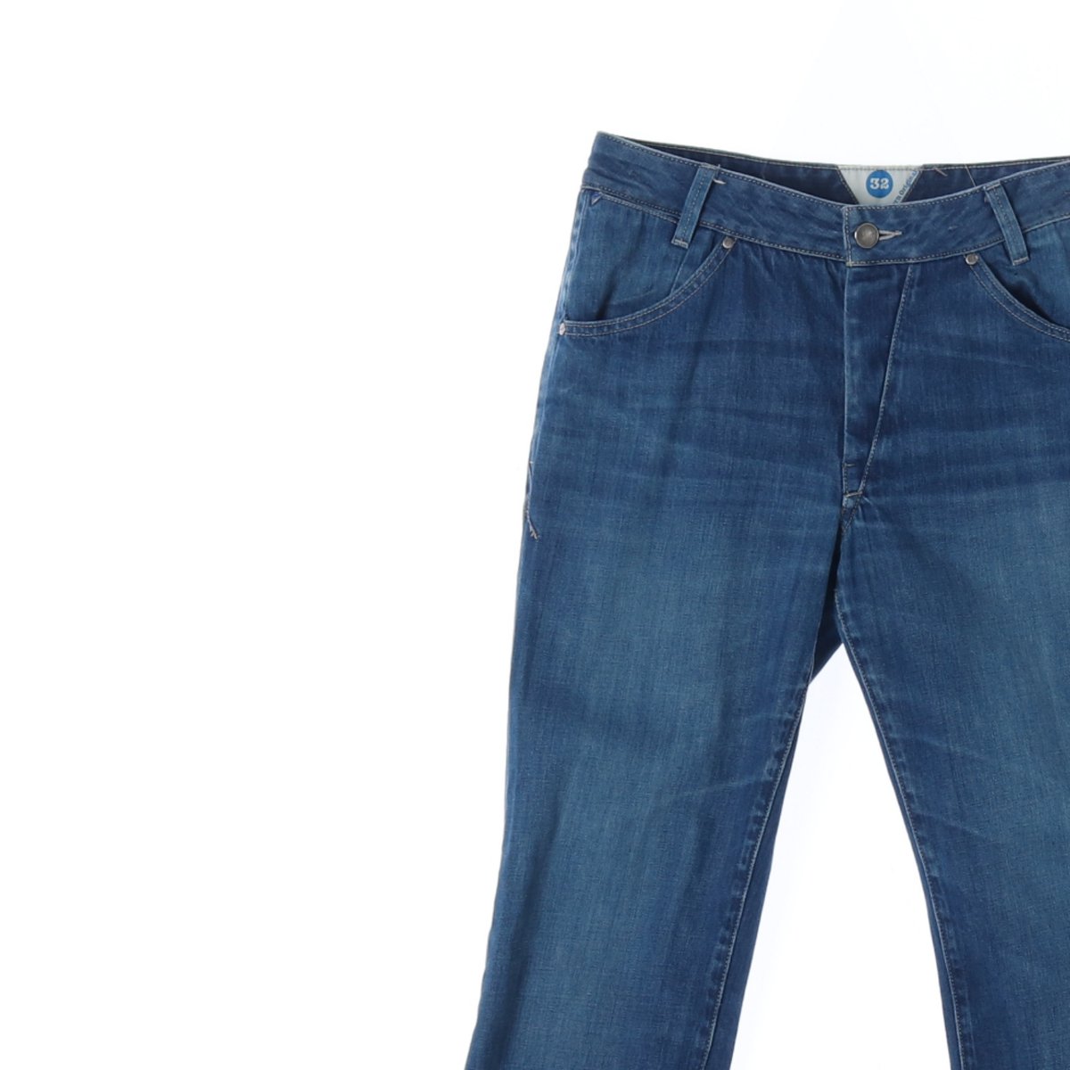 리바이스 중청 화이트 가죽 탭 데님 청바지 이미지 2