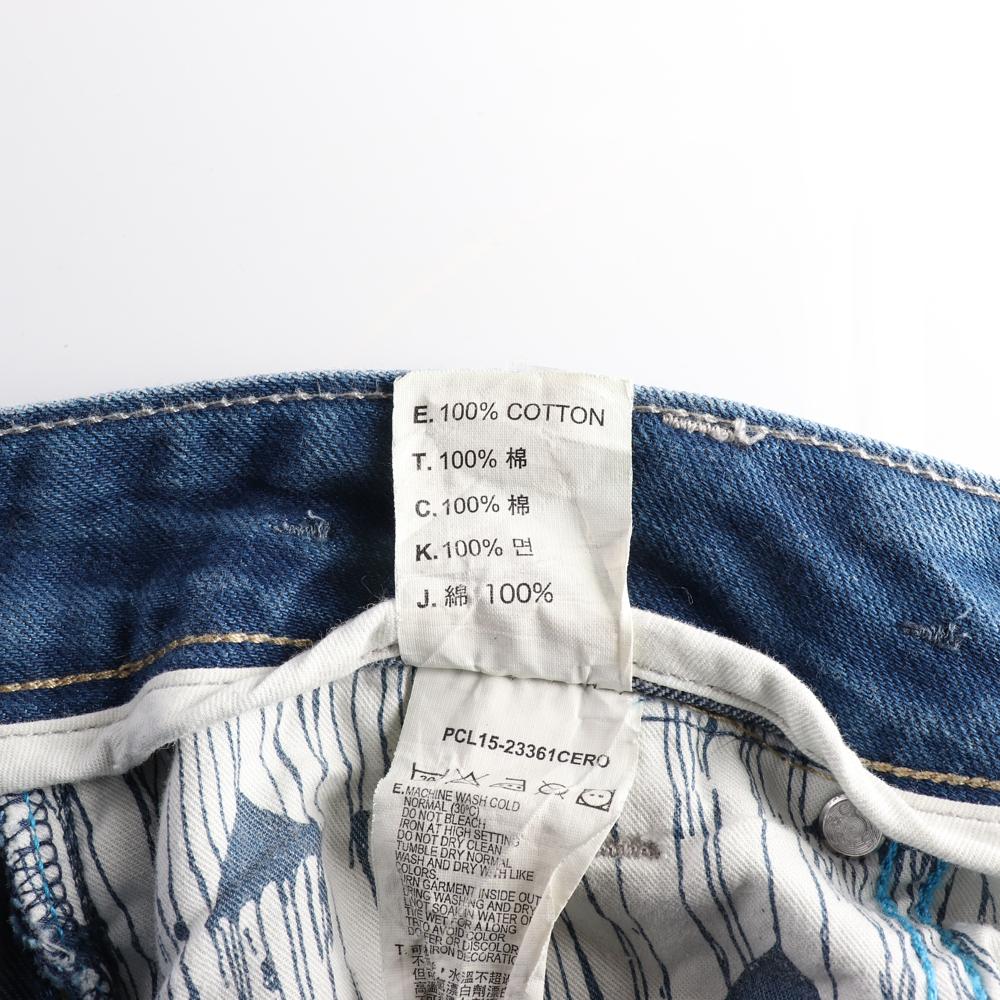 리바이스 중청 화이트 가죽 탭 데님 청바지 이미지 6