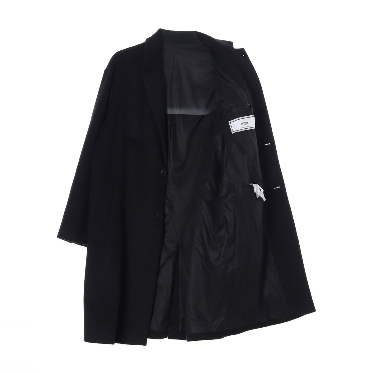 ami아미 블랙 울 롱 싱글 코트 이미지 4