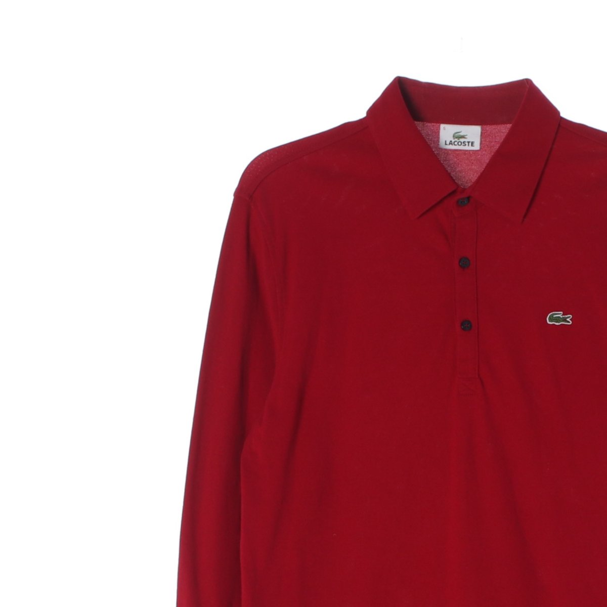 라코스테 레드 긴팔 카라 폴로 티셔츠 이미지 2