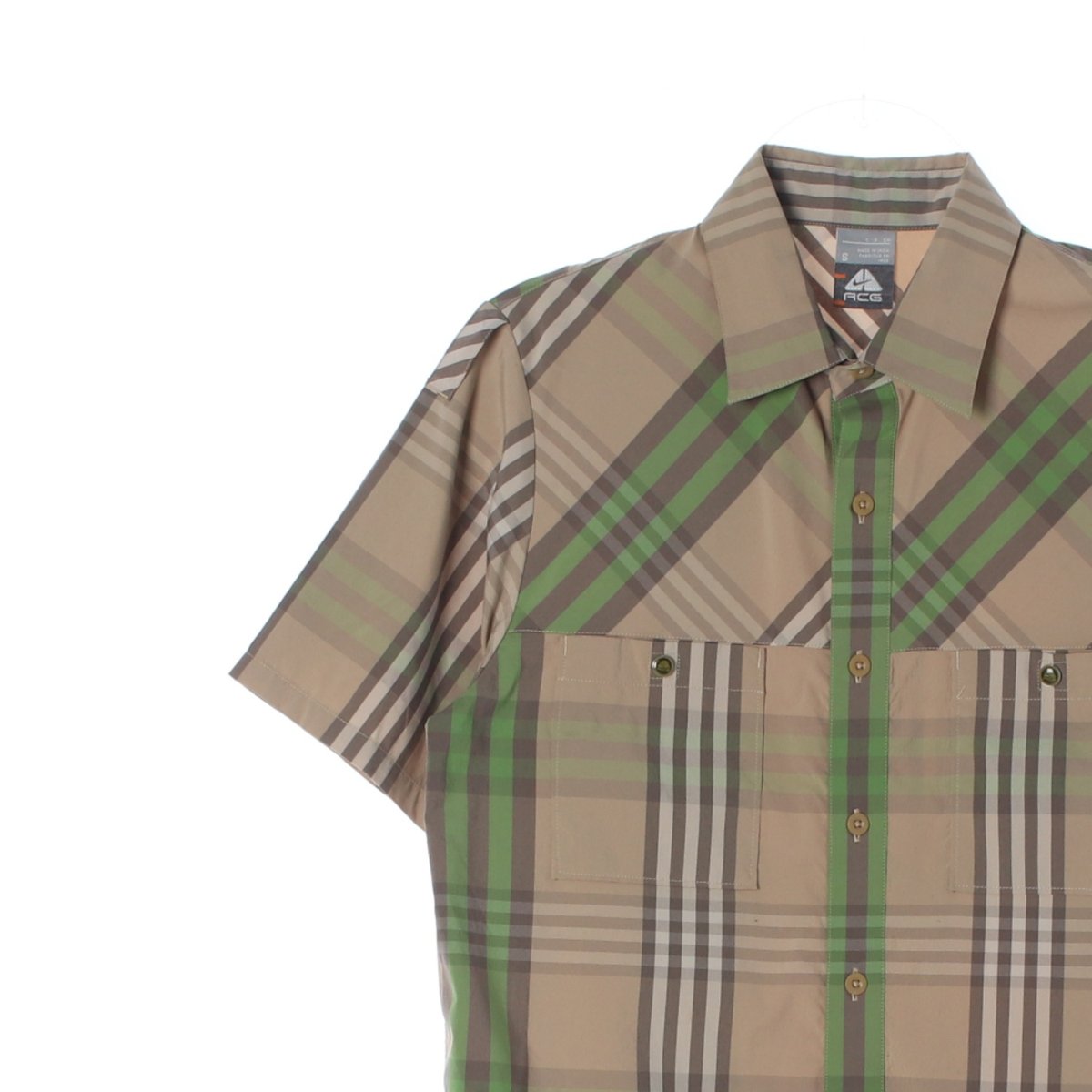 나이키ACG 베이지 체크 포켓 반팔 셔츠 이미지 2