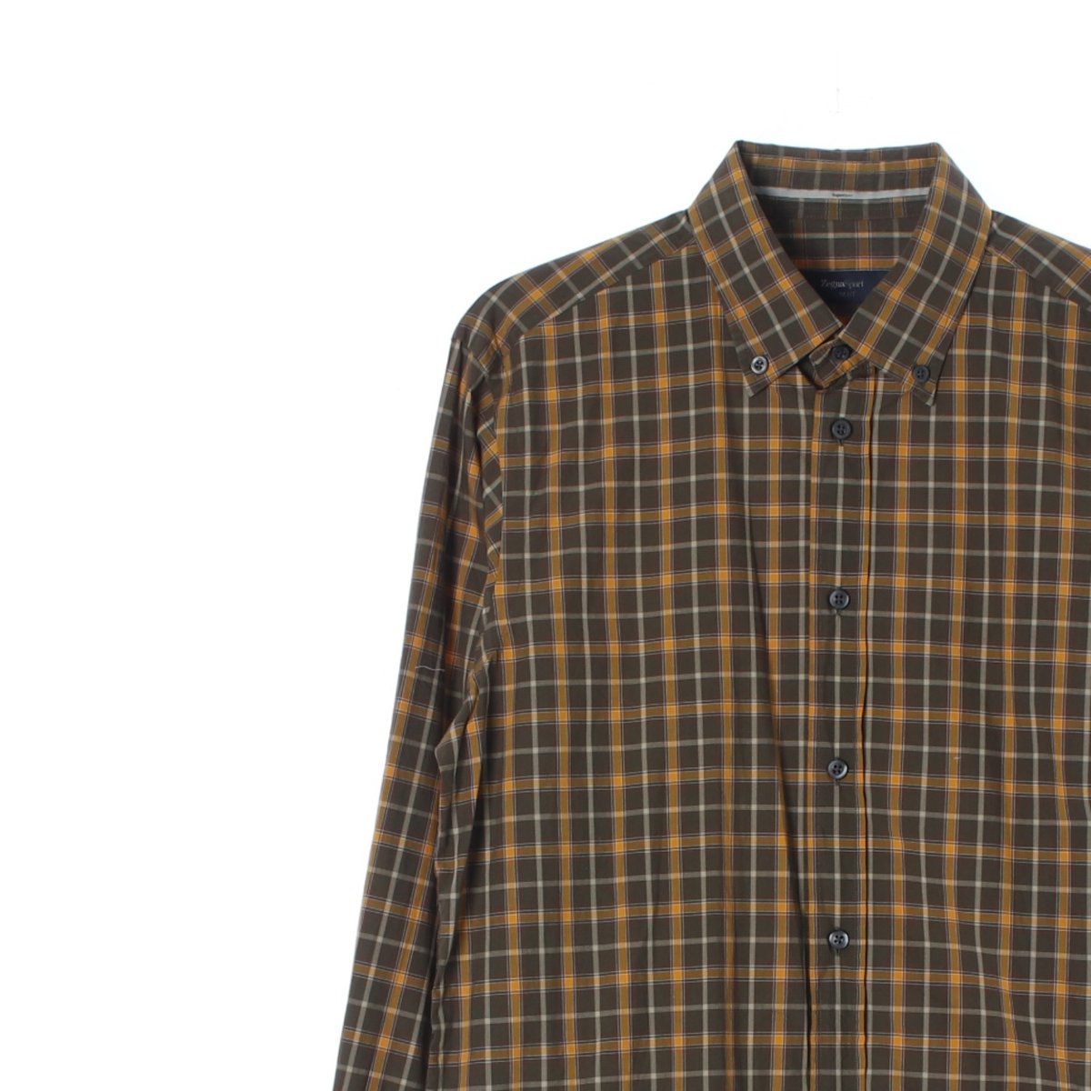 에르메네질도 제냐 그레이 체크 슬림핏 긴팔 셔츠 이미지 2