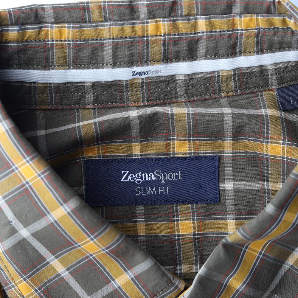 에르메네질도 제냐 그레이 체크 슬림핏 긴팔 셔츠 이미지 5