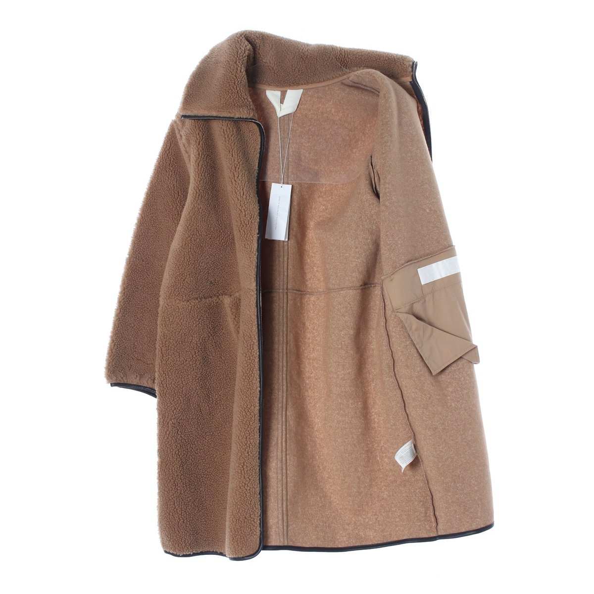 아르켓 브라운 플리스 뽀글이 롱코트재킷 이미지 4