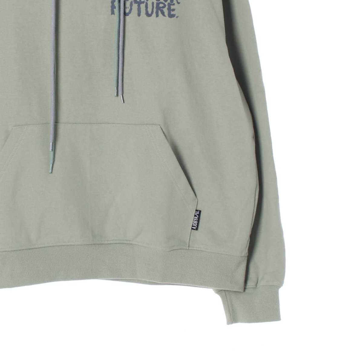 아조바이아조 카키 슬로건 후드 티셔츠 이미지 3