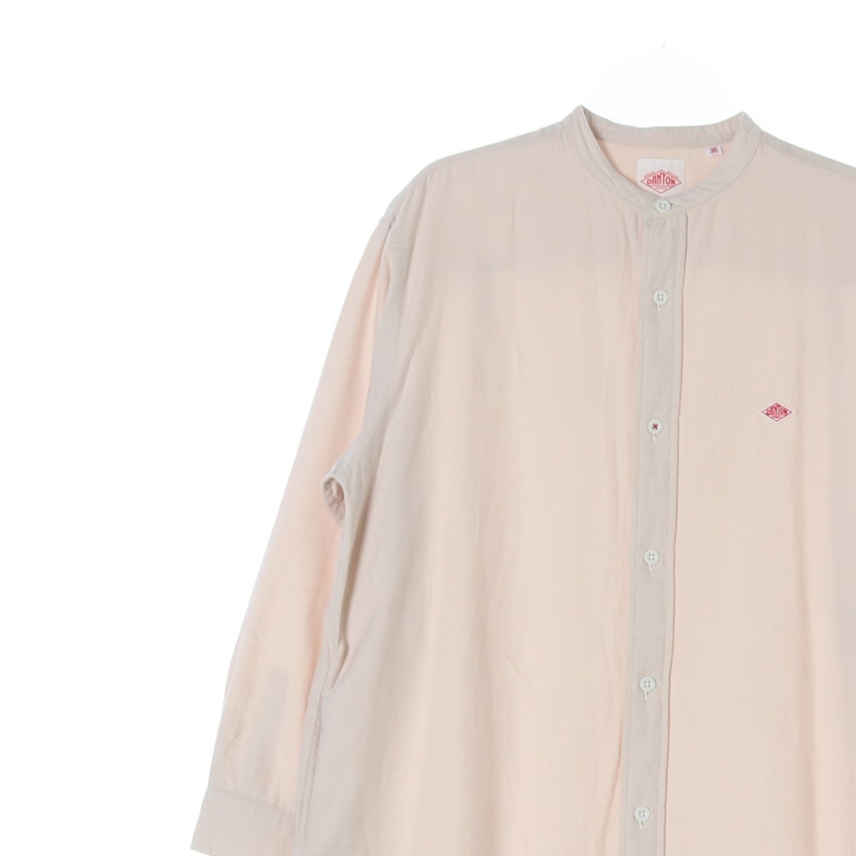 단톤 베이지 차이나카라 헨리넥 오버핏 셔츠 이미지 2