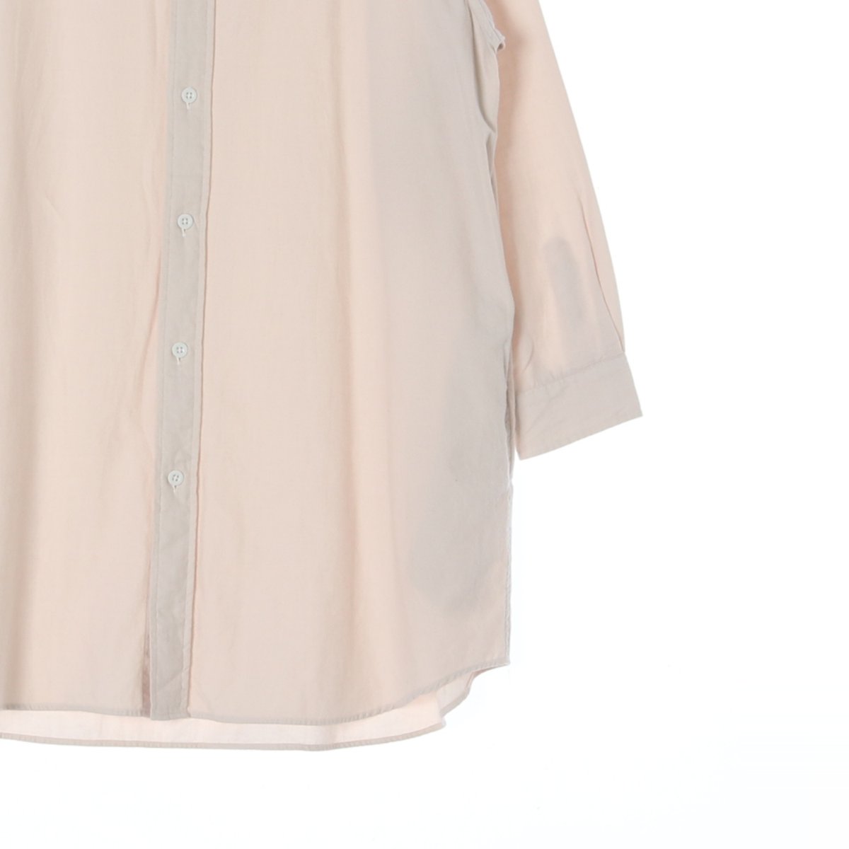 단톤 베이지 차이나카라 헨리넥 오버핏 셔츠 이미지 3