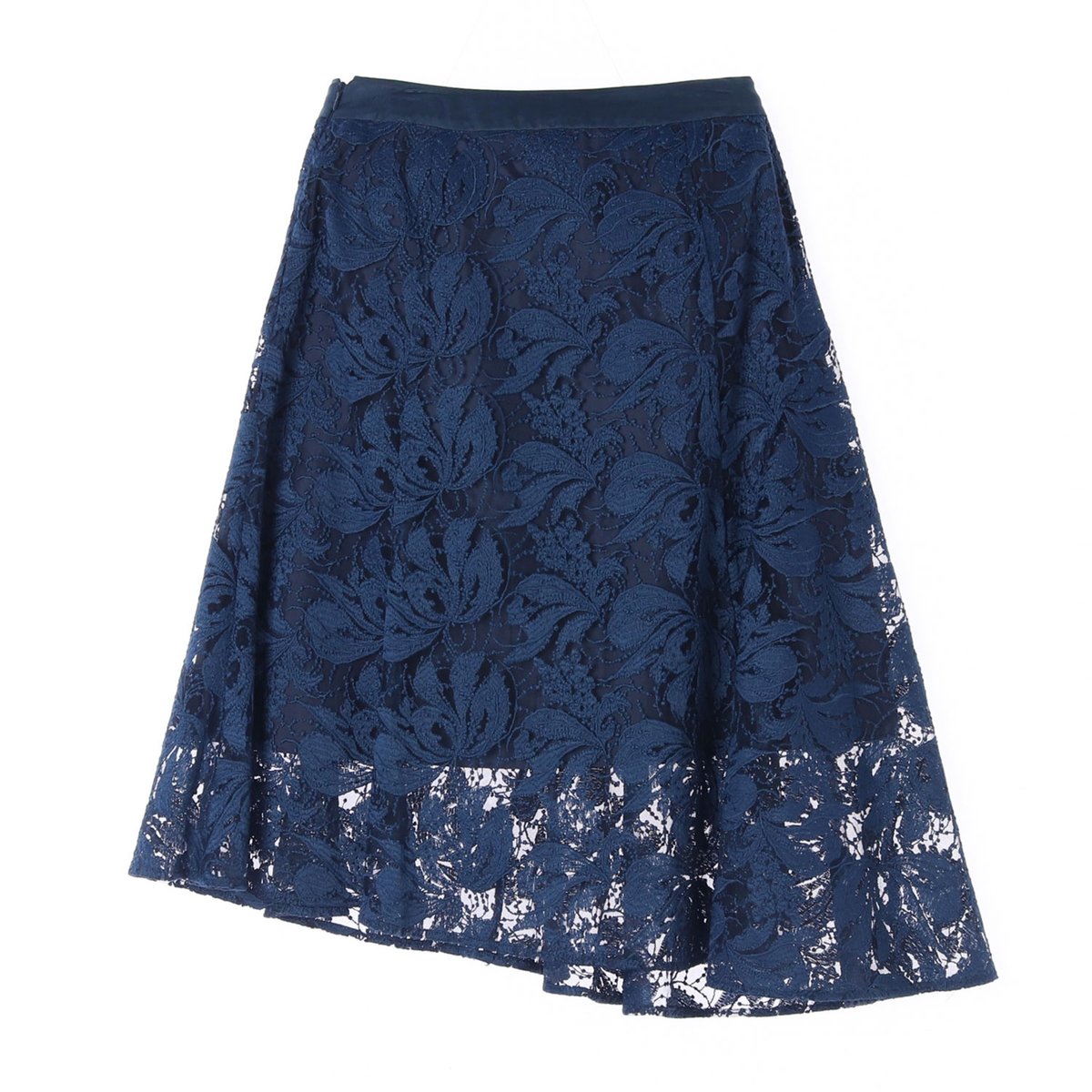 레니본 블루 레이스 사선 플레어스커트 이미지 4