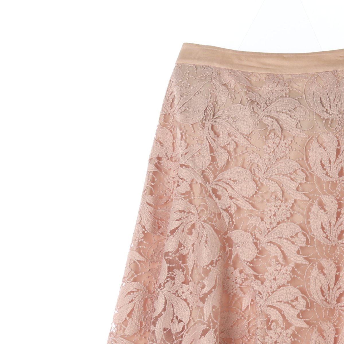 레니본 베이지 레이스 사선 플레어스커트 이미지 2