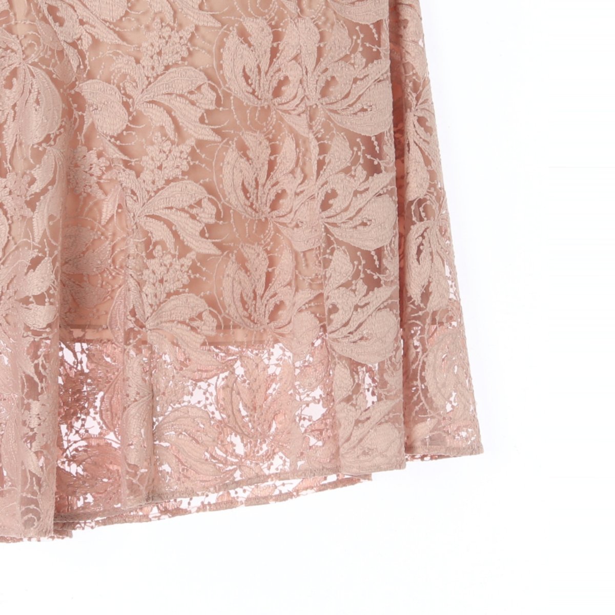 레니본 베이지 레이스 사선 플레어스커트 이미지 3