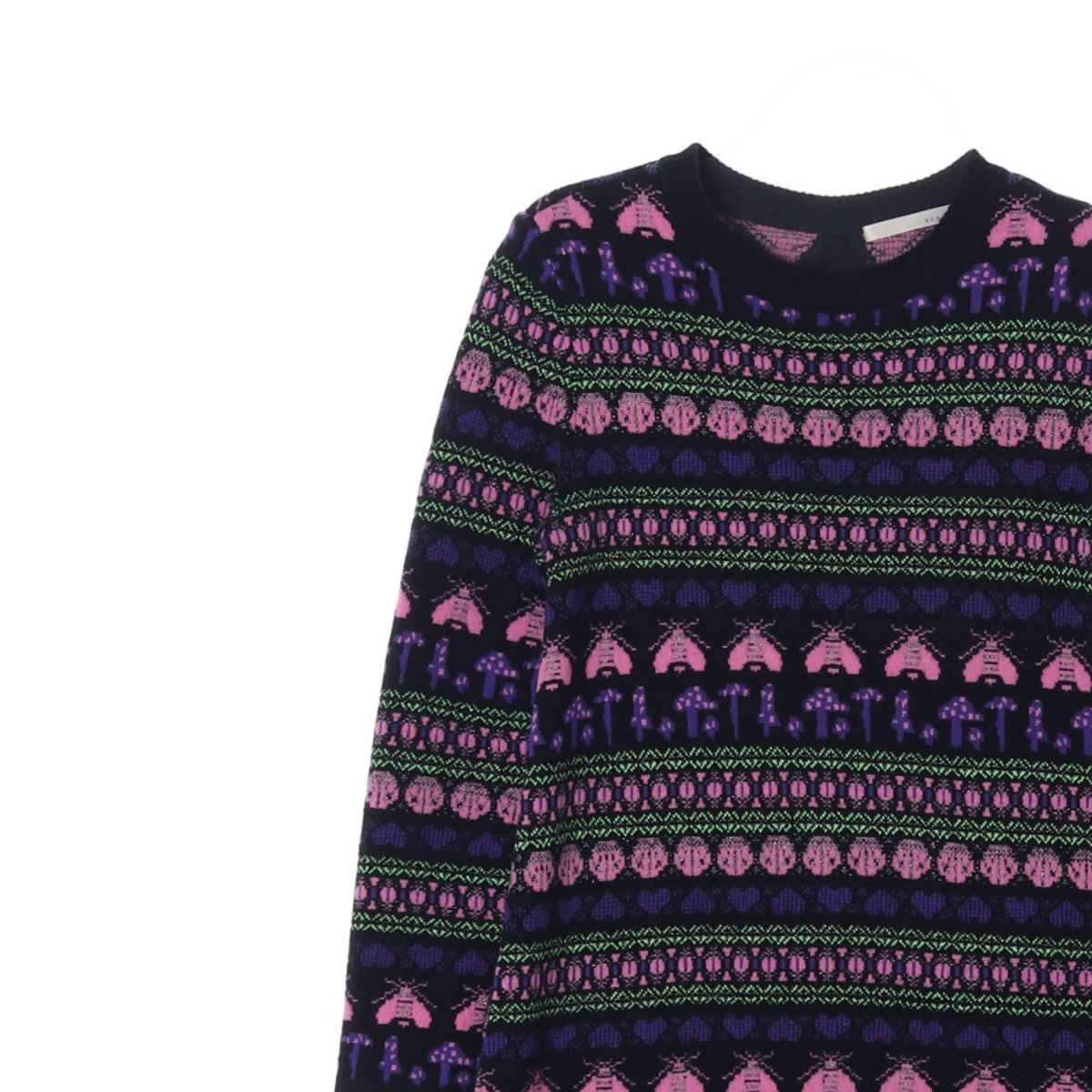 레니본 울85% 블랙 핑크 패턴 니트 롱원피스 이미지 2