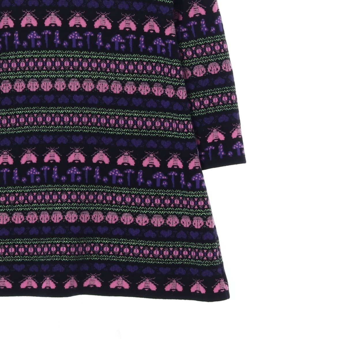 레니본 울85% 블랙 핑크 패턴 니트 롱원피스 이미지 3