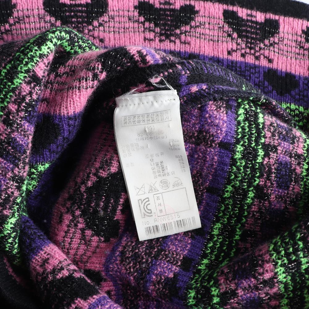 레니본 울85% 블랙 핑크 패턴 니트 롱원피스 이미지 6