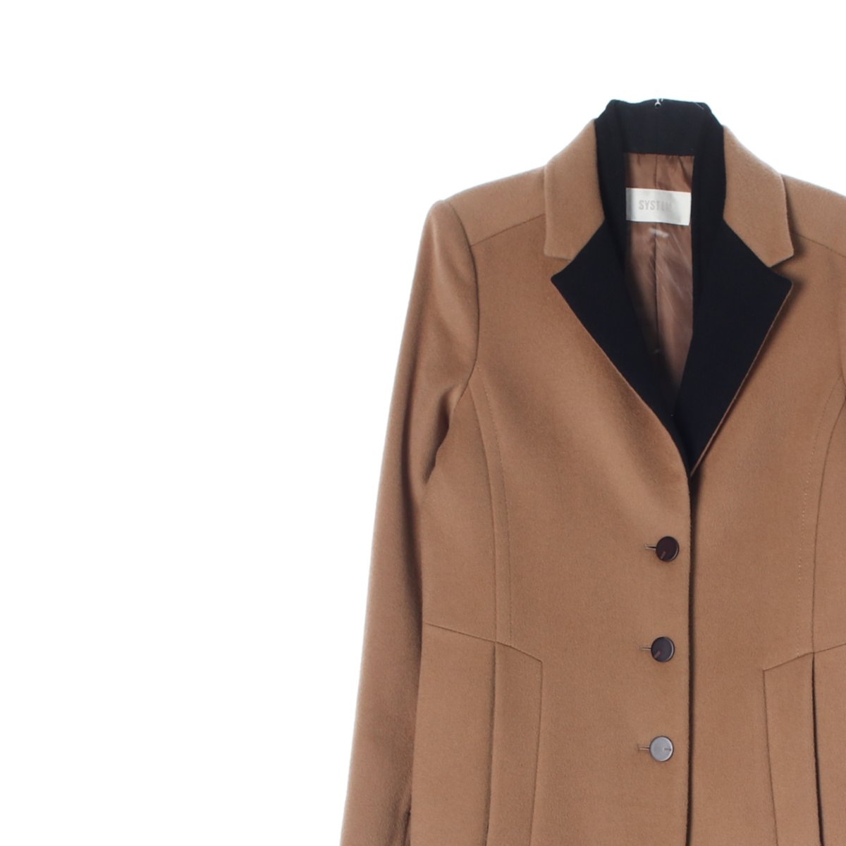 시스템 울캐시미어100% 베이지 롱 싱글코트 이미지 2