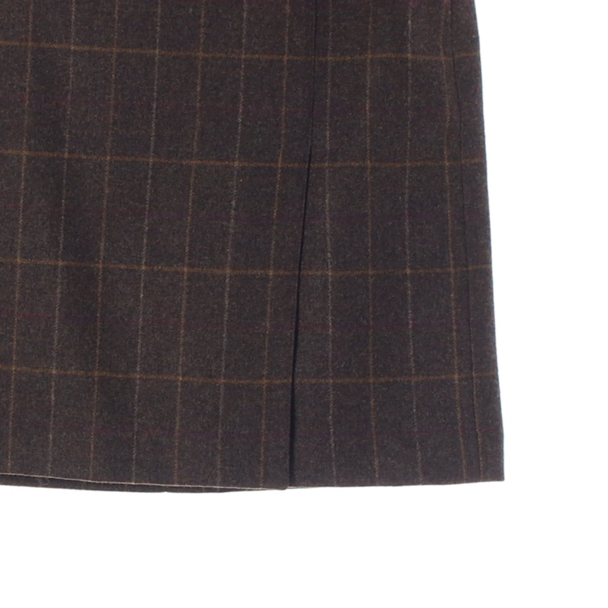 헤지스 울캐시미어100% 브라운 체크 랩 미니스커트 이미지 3