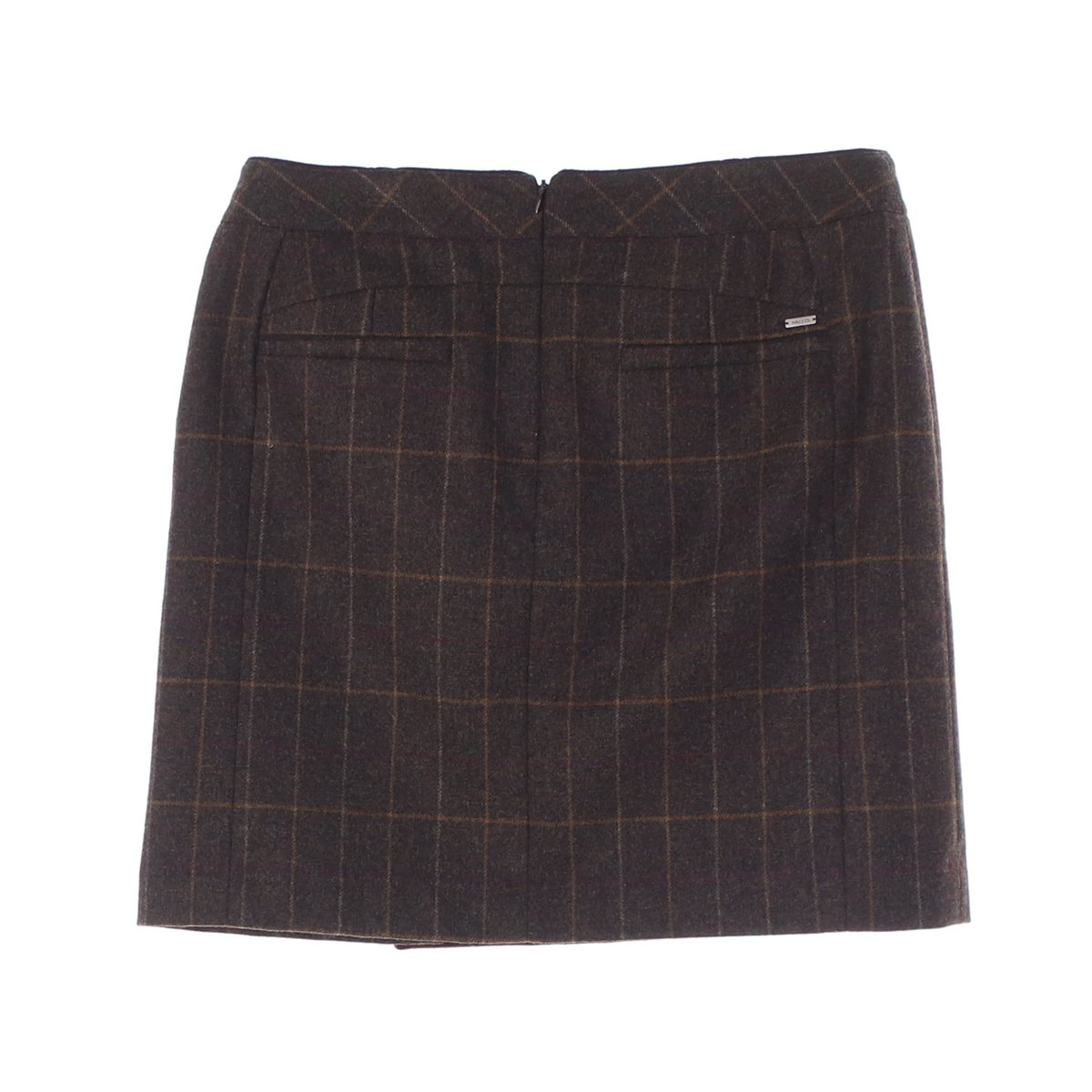 헤지스 울캐시미어100% 브라운 체크 랩 미니스커트 이미지 4