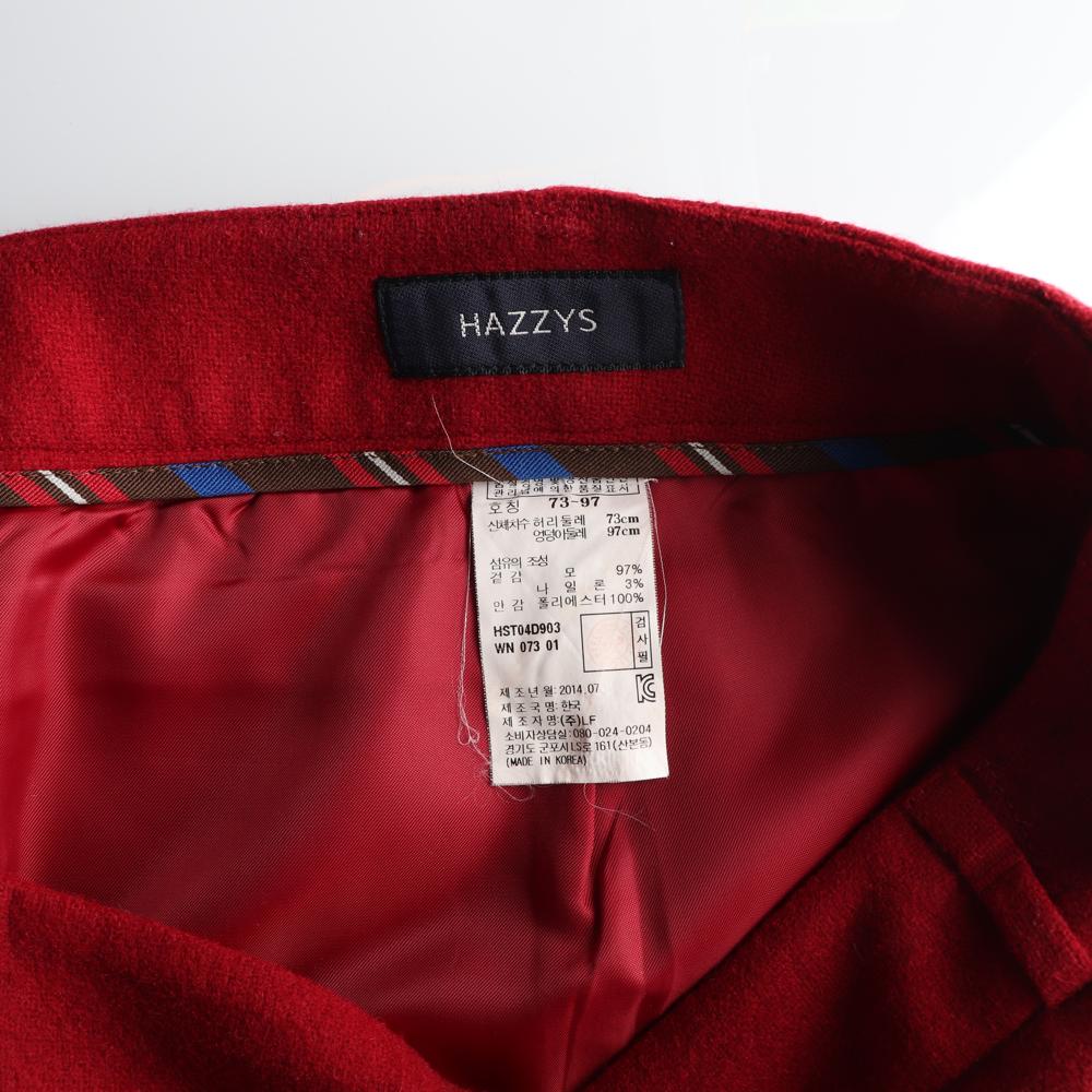 헤지스 울97% 레드 미니 스커트 이미지 5