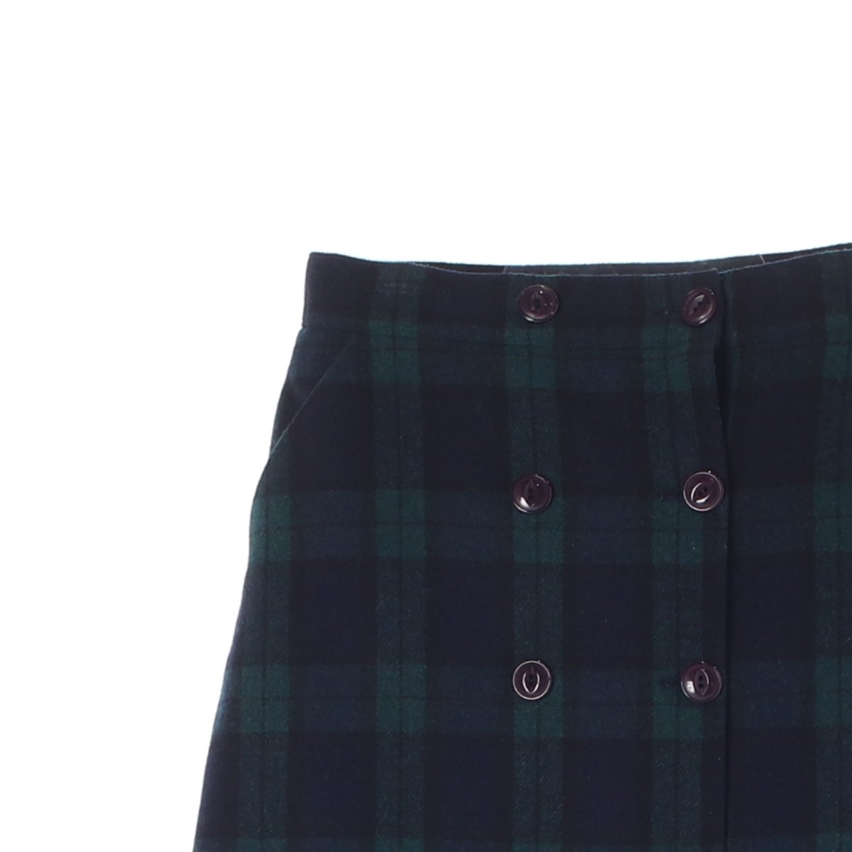 미스치프 울블랜드 그린 체크 버튼 미니 킬트스커트 이미지 2