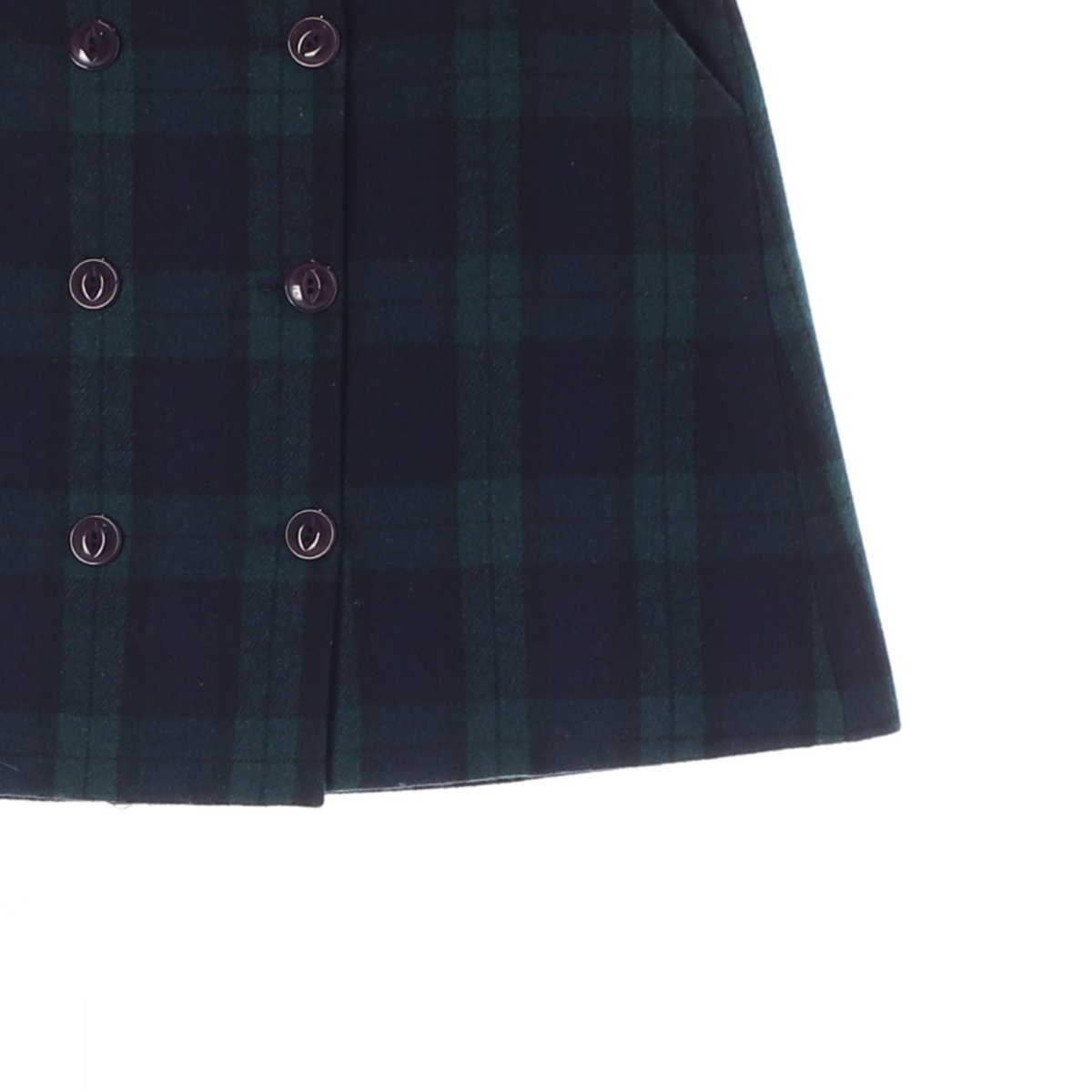 미스치프 울블랜드 그린 체크 버튼 미니 킬트스커트 이미지 3