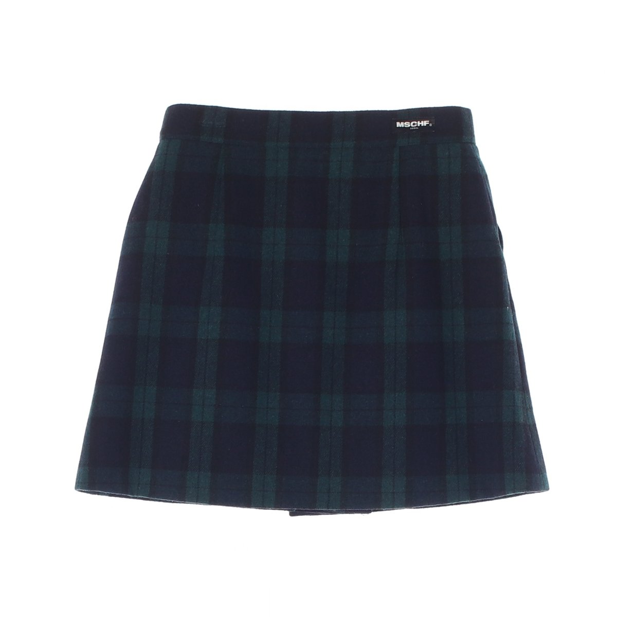 미스치프 울블랜드 그린 체크 버튼 미니 킬트스커트 이미지 4
