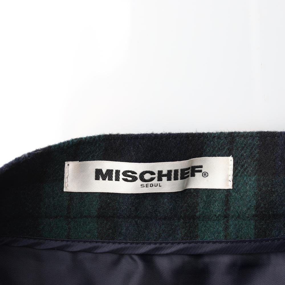미스치프 울블랜드 그린 체크 버튼 미니 킬트스커트 이미지 5