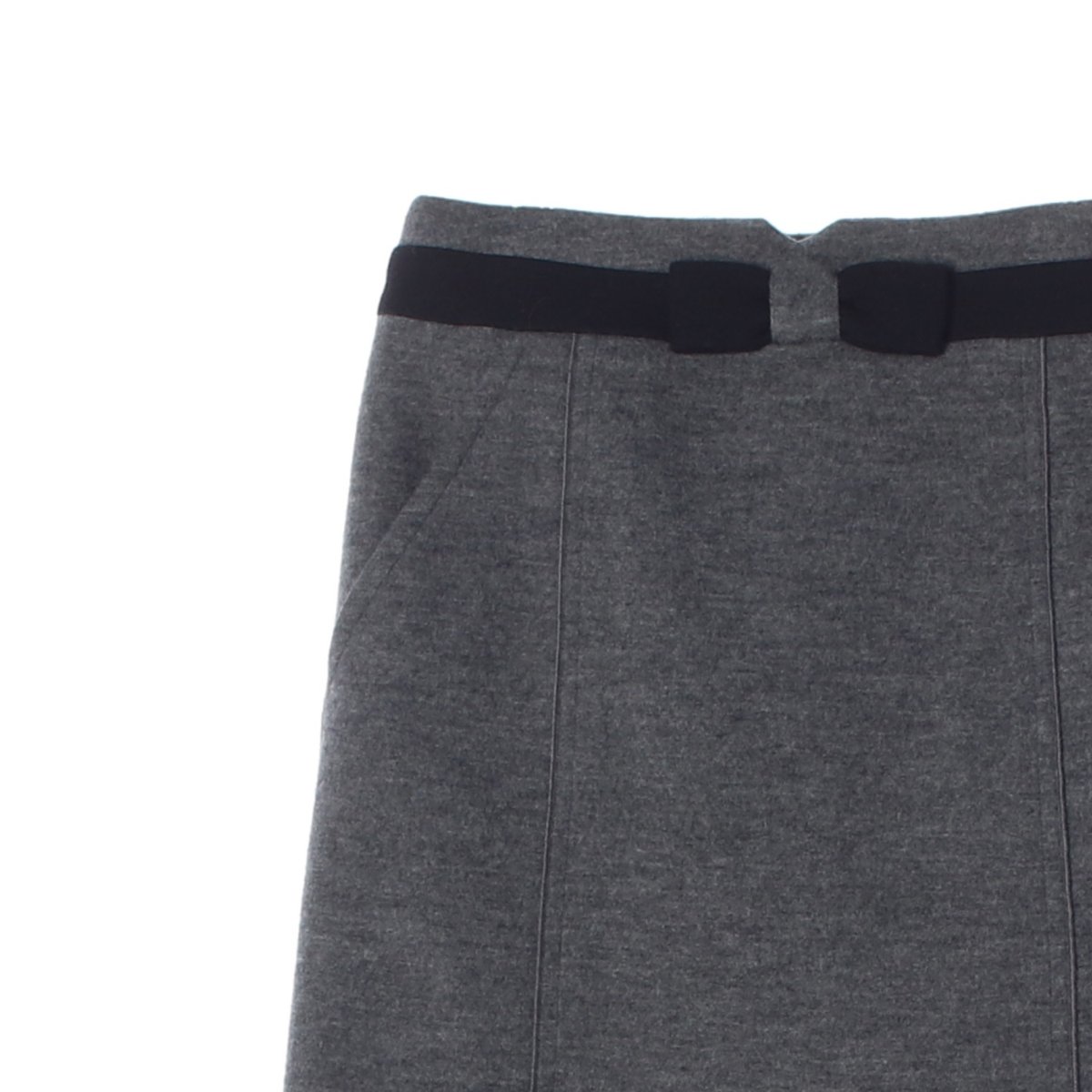 소니아 리키엘 그레이 리본 울79% 미디 스커트 이미지 2