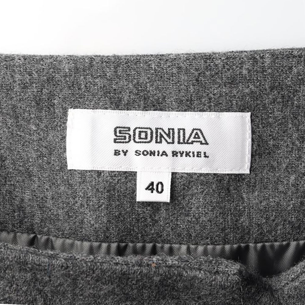 소니아 리키엘 그레이 리본 울79% 미디 스커트 이미지 5