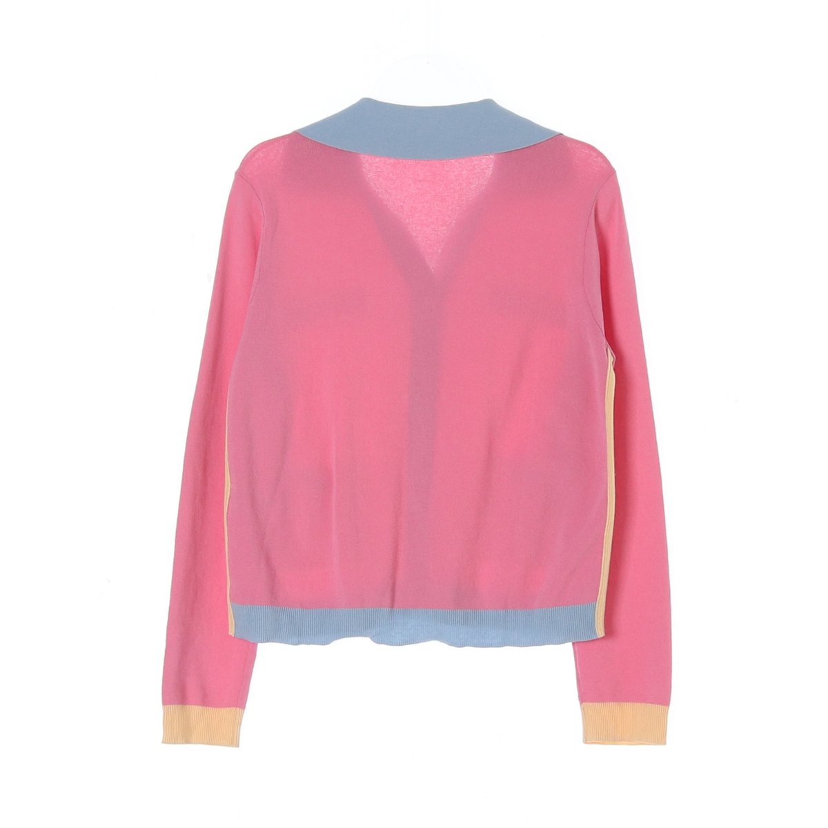 레니본 핑크 블루 진주버튼 카라 가디건 이미지 4