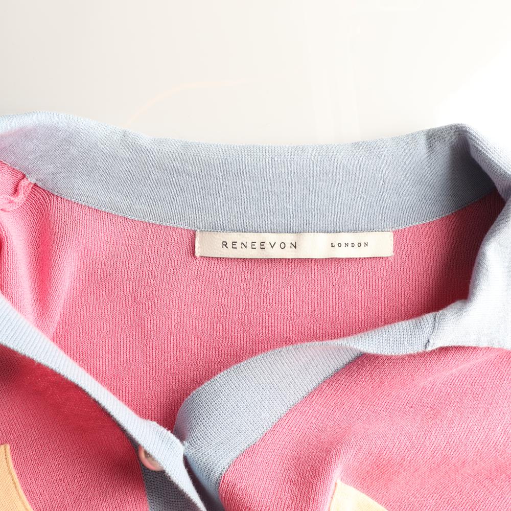 레니본 핑크 블루 진주버튼 카라 가디건 이미지 5