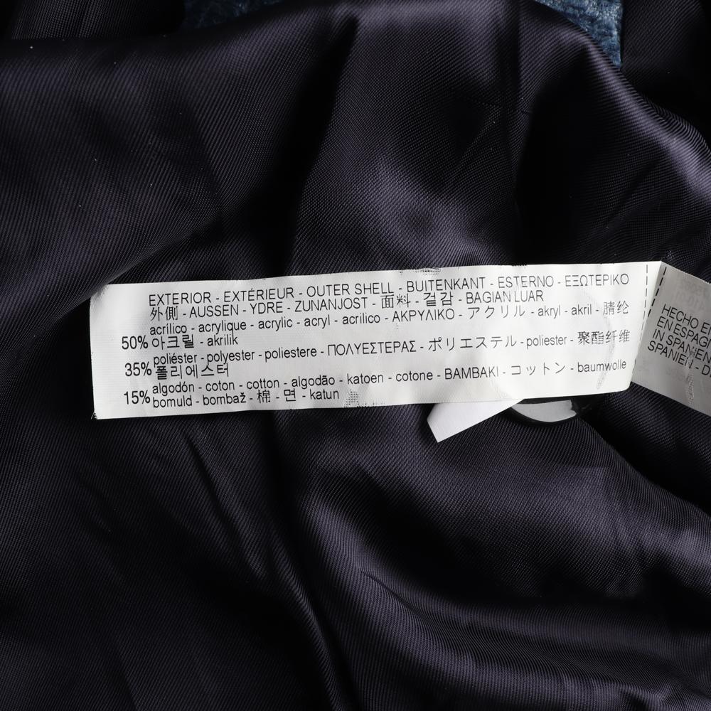 자라 블루 플로럴 자카드 패턴 싱글 롱코트 이미지 7