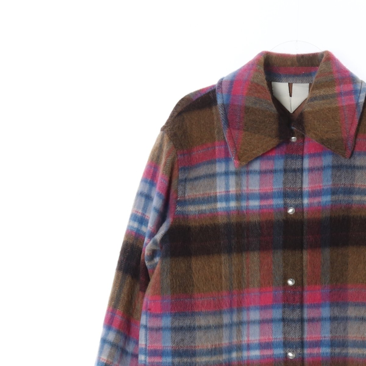 아르켓 울73 헤어리 체크 퀼팅 셔츠 셔킷 재킷 이미지 2