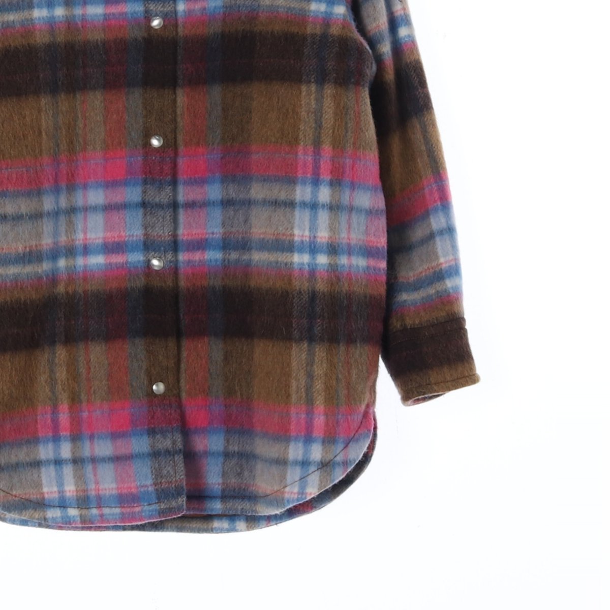 아르켓 울73 헤어리 체크 퀼팅 셔츠 셔킷 재킷 이미지 3